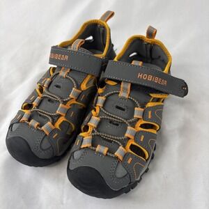 Hobibear‎ Youth Size 1.5 Hiking Sandal Shoes Gray Orange Kids Hook & Loop